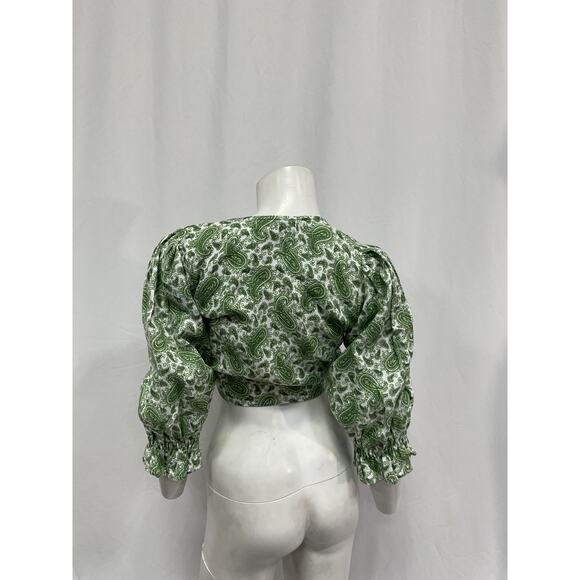 Faithfull The Brand 'Jacinta' Green Linen Top Size XS - Picture 3 of 5